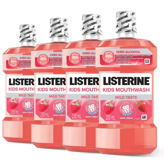 [แพ็ค 4 ] ลิสเตอรีน น้ำยาบ้วนปากเด็ก คิดส์ เบอร์รี่ชีลด์ 250 มล. x 4 Listerine Kids mouthwash kids berry 250 ml. x 4