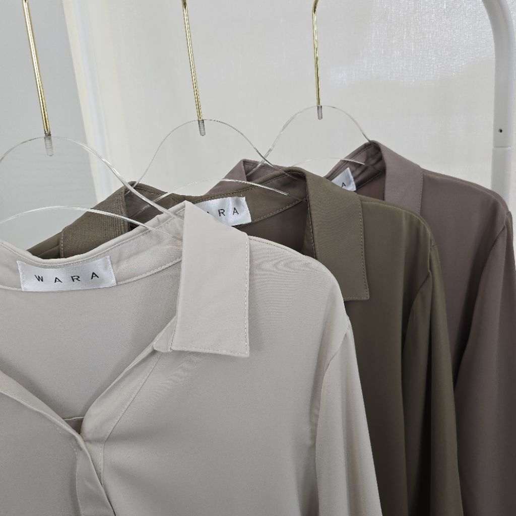 [ SH4 ] WARA เสื้อเชิ้ตแขนยาวผู้หญิง ผ้าซาตินเกาหลี ผ้าติดแอร์ - รูปที่ 4