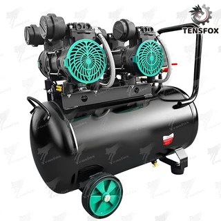Tensfox ปั๊มลมออยล์ฟรี ปั้มลมไฟฟ้า 1600W ปั๊มลมไร้น้ำมัน 50L/30L/12L ลิตร ออยล์ฟรี เสียงเงียบ ถังลม รุ่น สีดำ