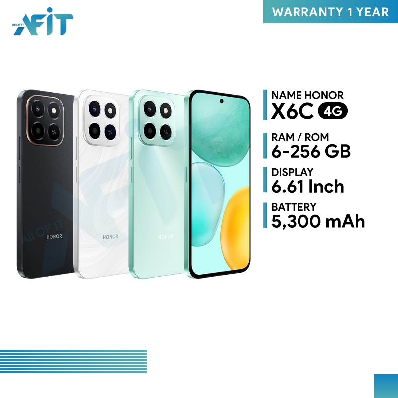 Honor X6C (6/128GB)(6/256GB) สมาร์ทโฟนจอลื่น 6.61 นิ้ว 120Hz กล้องหลังคมชัด 50MP แบตเตอรี่ 5300mAh