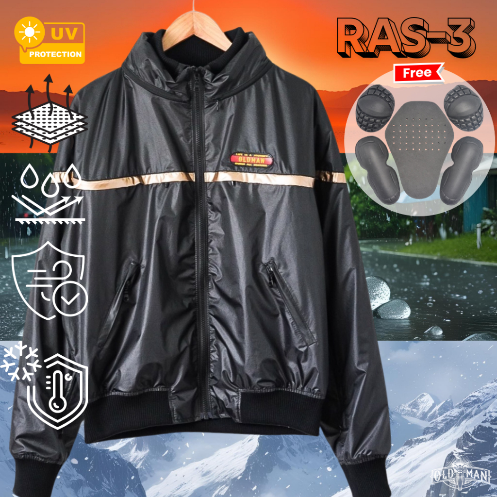 RAS-3 Gold Jacket เสื้อการ์ดผ้าร่ม กันแดด กันลม กันฝน กันหนาว ช่องระบายอากาศ 7 จุด แถมการ์ดอ่อน 5 ชิ