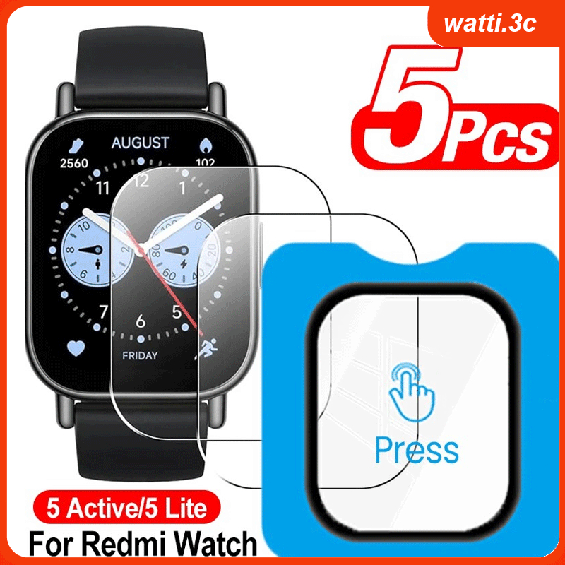 ฟิล์มกันรอยหน้าจอสมาร์ทวอทช์กระจกนิรภัยสำหรับ Redmi Watch 5Active ฟิล์มป้องกันรอยขีดข่วนสำหรับ Redmi Watch 5Lite HD Cove