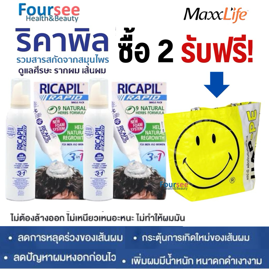🇮🇹MaxxLife Ricapil Rapid ริคาพิล แรพพิด โฟมบำรุงเส้นผม และหนังศีรษะ 200 ml.