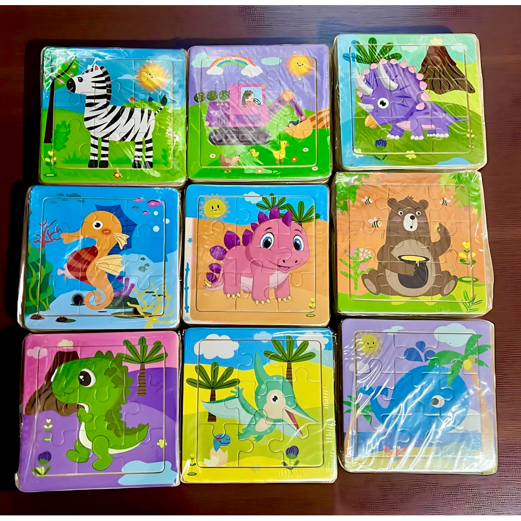 🌷ยกโหล🌷 จิ๊กซอว์ไม้ 12 ชิ้นคละสีคละลายราคาส่ง (ส่งจากกรุงเทพ) D005-1