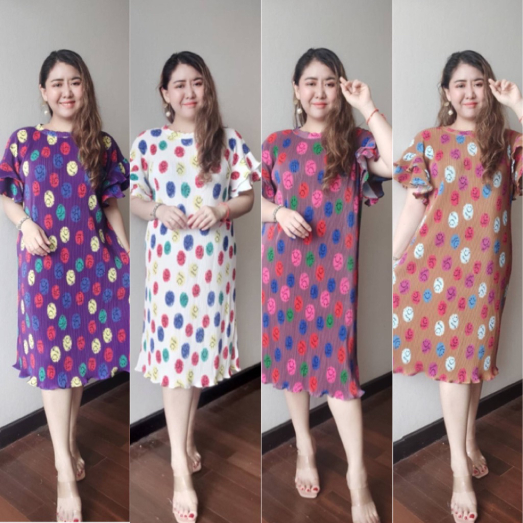 แฟชั่นชุดอัดพลีทพิมพ์ลายกราฟฟิก แฟชั่นสาวอวบ เดรสยืดFreesize อัดพลีทลายสวย เดรสสวยออกงาน ชุดเที่ยวทะเลชุดใส่ได้ทุกโอกาส