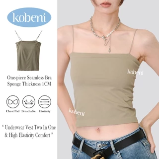 ⭐KOBENI⭐เสื้อสายเดี่ยว บรา แนวเกาะอก มีฟองน้ำในตัว สายสปาเก็ตตี้ เต็มตัว ยืดหยุ่นดี นุ่มสบาย