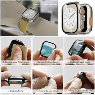 สายโลหะ + เคสพีซีสำหรับ iWatch Series 10 46 42 มม. 45 44 41 40 มม. สายสแตนเลส หน้าจอ เคสกระจกนิรภัย iWatch Series 9 8 SE