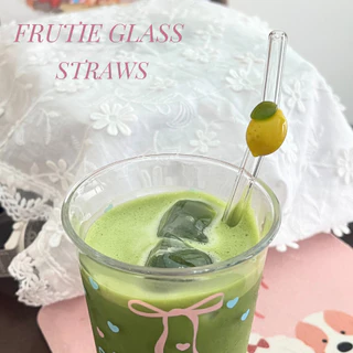 พร้อมส่ง หลอดเชอรี่ หลอดผลไม้ Frutie glass straws🍒 หลอดมัทฉะ หลอดน่ารัก หลอดแก้ว เป็นแก้วทั้งชิ้น น่าสะสม