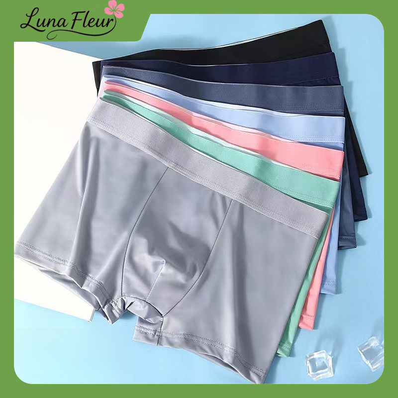 【พร้อมส่ง】กางเกงในผู้ชายขาสั้น Boxer ผ้านิ่มลื่น บางเบา สวมใส่สบายระบายอากาศ มีไซส์ใหญ่ 5 Size L-4XL