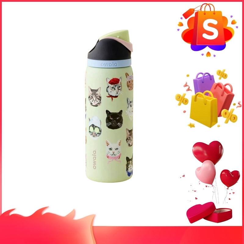 Owala UO Exclusive Cat Collage FreeSip 24 oz/ 32oz Water Bottle (ของแท้ 100%)