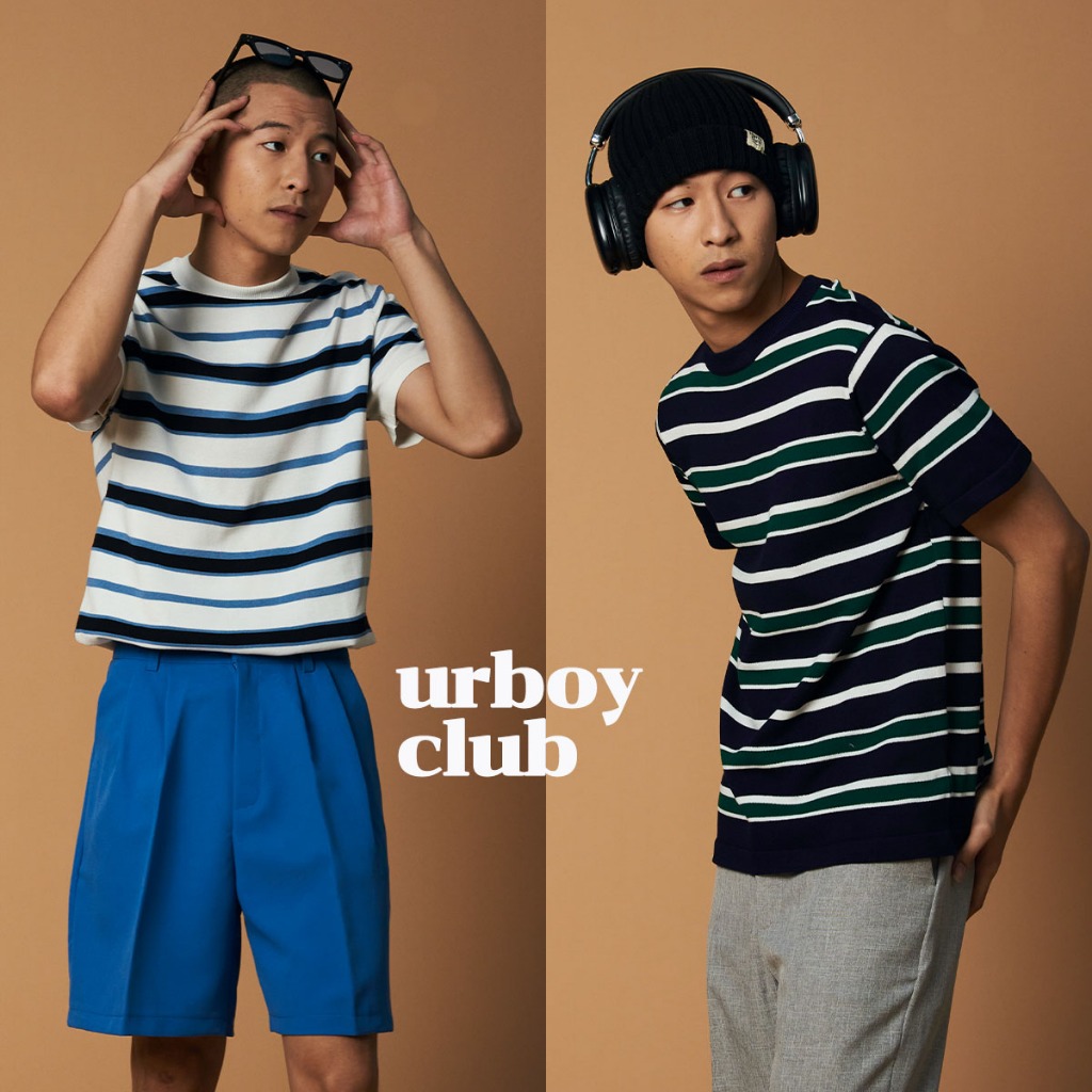 urboyclub(H8) Tree Striped Shirt (M-3XL) เสื้อยืดลายทางผ้าไหมพรม เสื้อยืดแขนสั้นลายทาง เสื้อยืดแขนสั้นผู้ชาย