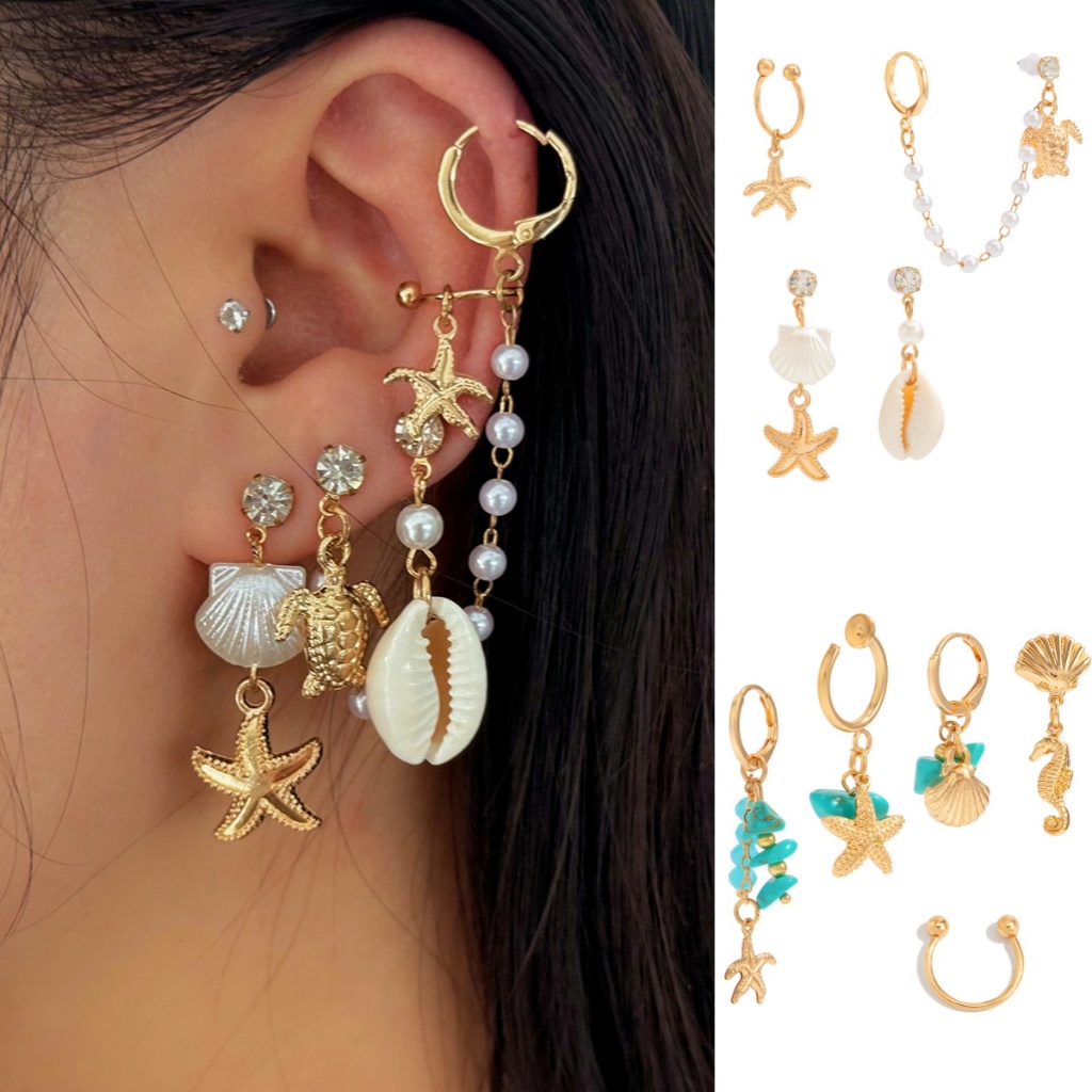 RIbbonIsland💫ต่างหูหนีบ ต่างหูสตั๊ด silver หรูหรา แฟชั่น เพชร ins จี้ พู่ คุณภาพสูง vintage สีฟ้า moissanite ส่ง