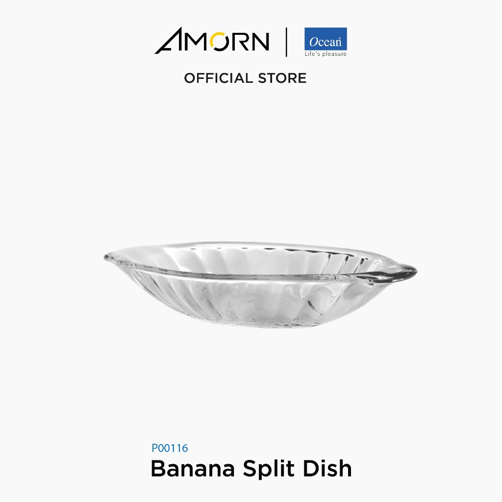 AMORN - (Ocean) P00116  Banana Split Dish -  จานบานาน่า จานเฟาเทิ้น แก้วโอเชี่ยนกลาส  6 นิ้ว  Alaska Ocean Glass  P00116