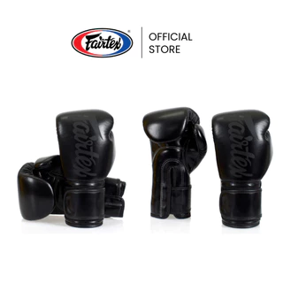 Fairtex นวมชกมวย BGV14 Solid Black นวมมวยหนังไมโครไฟเบอร์ ทน เบา นวมต่อยมวยสำหรับฝึกซ้อมหรือแข่งขัน | Boxing Gloves