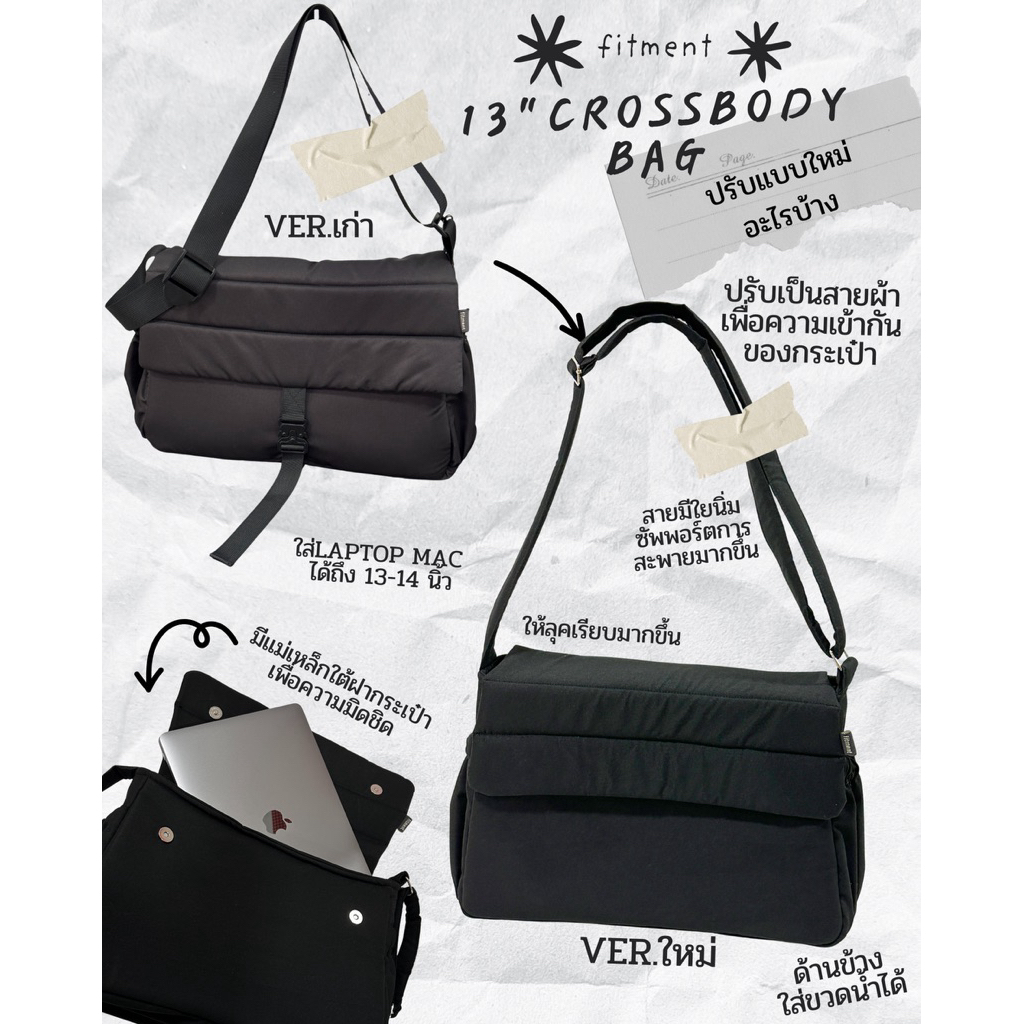 (ส่งเร็ว🔥ส่งด่วนได้ในวัน) ใส่a4ได้ fitment crossbody bag 13“-14” กระเป๋าใส่โน็ตบุ้ค ใส่ไอแพด