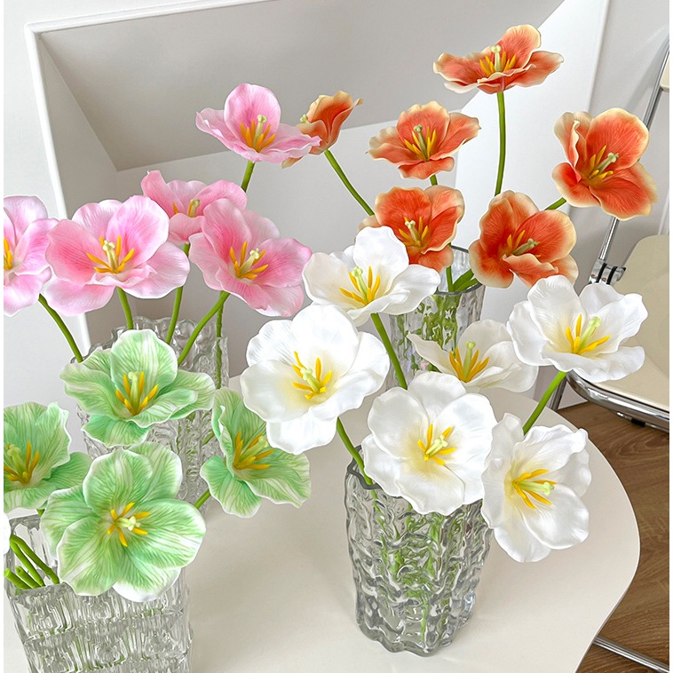 ดอกทิวลิปบาน ดอกเดี่ยวไร้ใบ ดอกไม้ประดิษฐ์ ทิวลิปปลอม ดอกใหญ่ พร้อมส่ง - รูปที่ 6