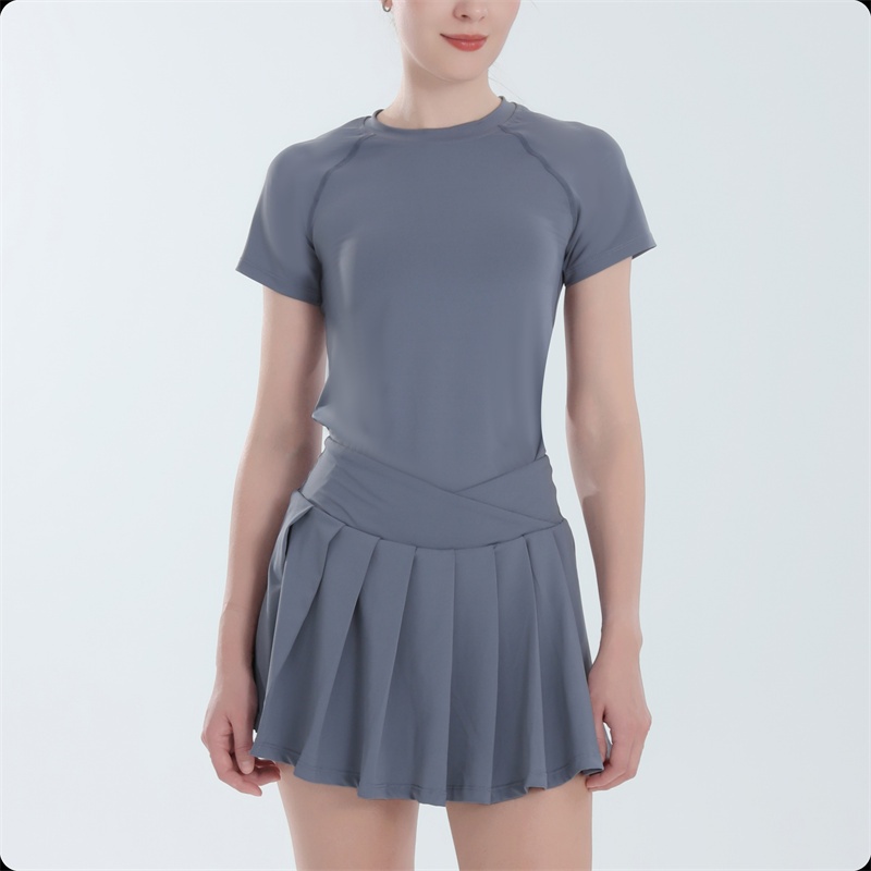 FitYoga โยคะสวมใส่ผู้หญิงฤดูร้อนกีฬาด้านบนระบายอากาศแขนสั้นเสื้อยืดด้านนอกสวมใส่วิ่งออกกำลังกายสวมใส่ - รูปที่ 3