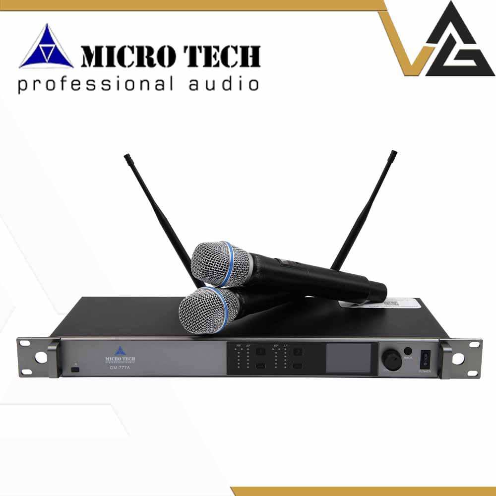 MICRO TECH รุ่น GM-777A ไมค์ลอยมือถือคู่ ย่าน UHF 694 ถึง 758 MHz ตัดสัญญาณรบกวนได้ดี ความถี่นิ่งไม่