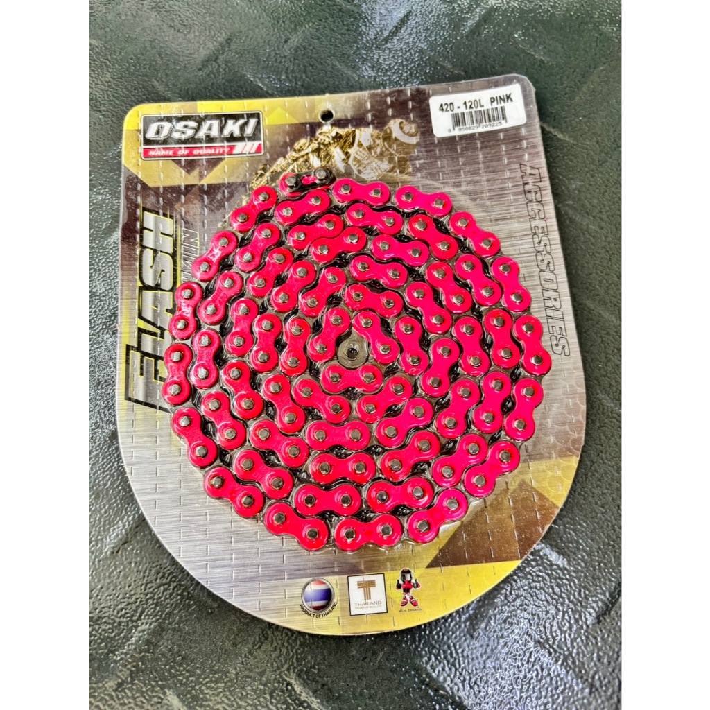 โซ่สีชมพูสะท้อนแสง OSAKI 420-120ข้อ OSAKI โซ่สี FLASH สีชมพู (420) ขนาด 120L โซ่สี SONIC,แดช เวฟ