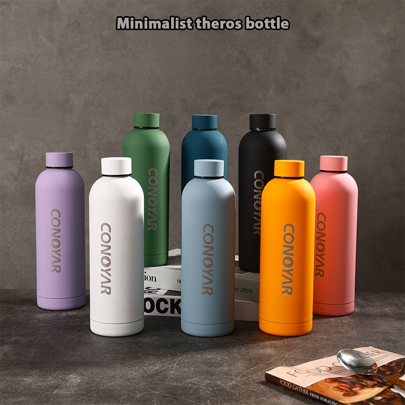 ถ้วยน้ำฉนวนกันความร้อน 6-12 ชั่วโมง 750มล. หลายสี สแตนเลส316 ขวดแกะสลัก เก็บได้ทั้งร้อนและเย็น T01234