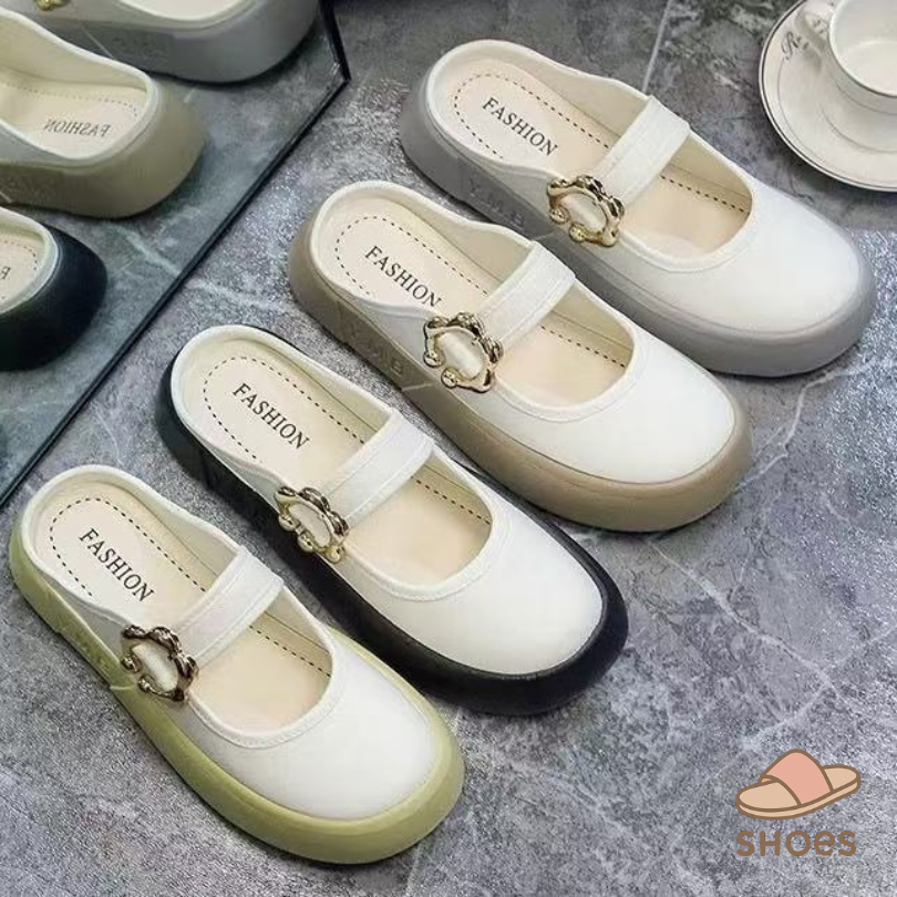 รองเท้าสวมเปิดส้น พื้นนิ่ม ใส่สบาย งานหนังอย่างดี รองเท้าแฟชั่น ใส่ออกงานได้หลายโอกาส BB015