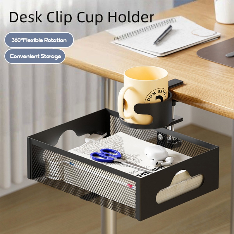 อุปกรณ์จัดระเบียบพร้อมที่วางแก้ว สองในหนึ่ง หมุนได้ 360 องศา ประหยัดพื้นที่