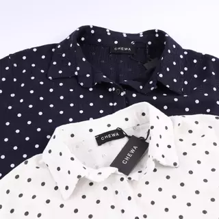 CHEWA Polka Dot Linen Shirt - เสื้อเชิ้ตผ้าลินินลายจุด - LN42