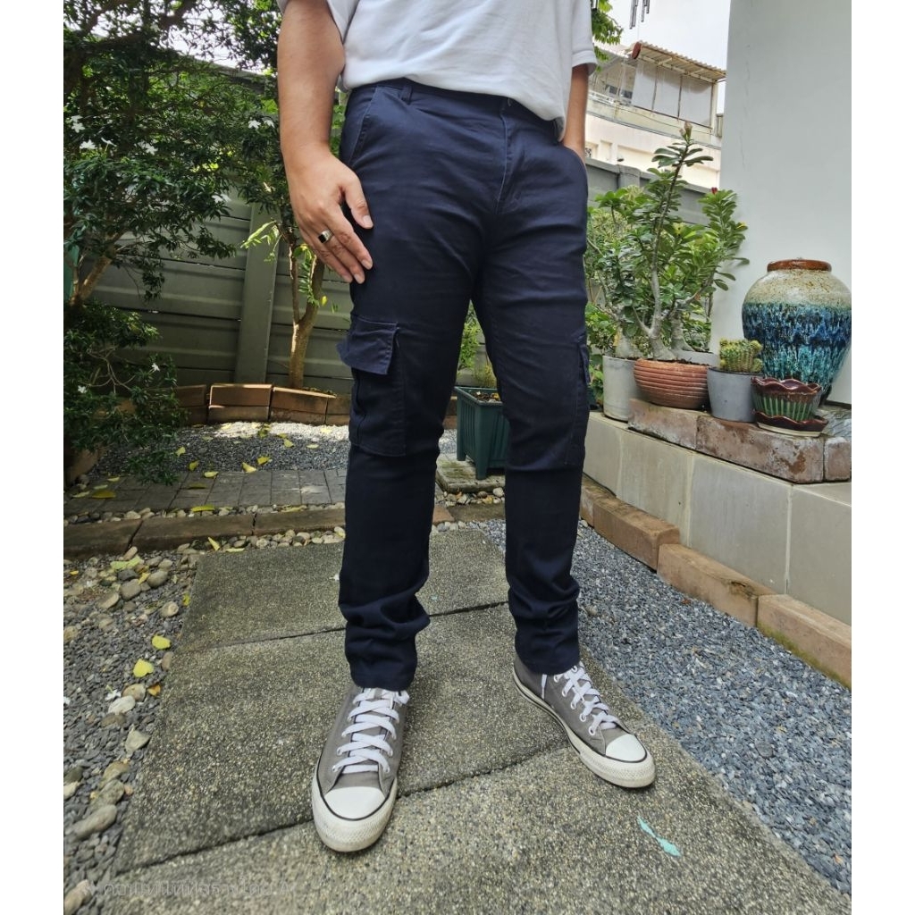กางเกงคาร์โก้ขายาว ผ้ายืด ใส่สบายสีไม่ตก ไซสเอว 28-38" L111 (ร้านกางเกงผู้ชาย all closet)