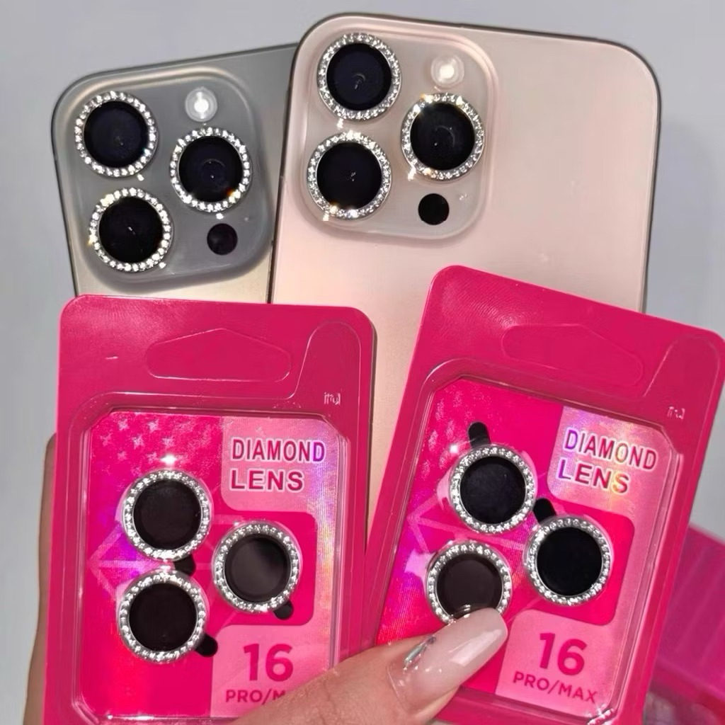 ฟิล์มกันรอยเลนส์กล้องฟิล์มกล้องเพชรสำหรับiphon17PROMAX 17AIR 13PROMAX12/12 mini/12 Pro/12 Pro Max Bling ฟิล์มกันรอยเลนส์