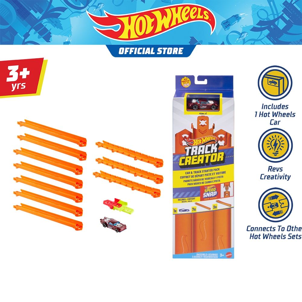 Hot Wheels Track Creator Car & Track Starter Pack ฮอตวีลส์แพ็กรางตรง+รถ ชุดเริ่มต้น JDW43 VN
