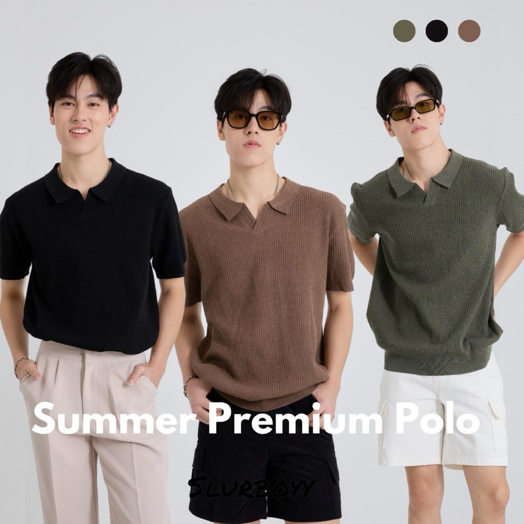 SLURBOYY Summer Premium Knit Polo เสื้อไหมพรมคอปก ลายทาง (SB0842)