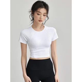 GYMHUB เสื้อสั้นออกกำลังกาย ระบายอากาศ แขนสั้น สำหรับโยคะ พิลาทิส ดีไซน์กระชับ
