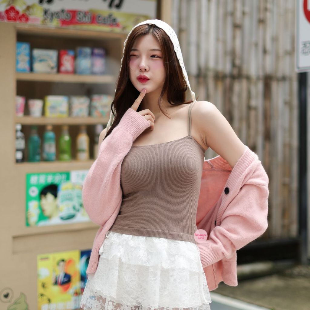 Ninamee สายเดี่ยวคอเหลี่ยมมีฟองน้ำ อกฟรีไซส์ 38 นิ้ว สายเดี่ยวคอตรง ผ้าร่องนุ่มเข้าทรงสวย สายเดี่ยวสายสปาเก็ตตี้#NN76 ราคา ถูกที่สุด ดีลบีเคเค แกลเลอรีภาพที่ 7