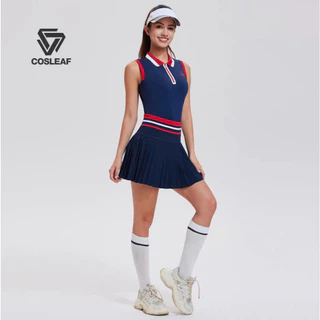 Cosleaf cooling fabric เสื้อโปโลกอล์ฟผู้หญิง แขนกุดทรงสลิมฟิตมีซิปครึ่งตัว เนื้อผ้าเย็นนิ่มสบายแห้งไวยืดดหยุ่นได้ดี