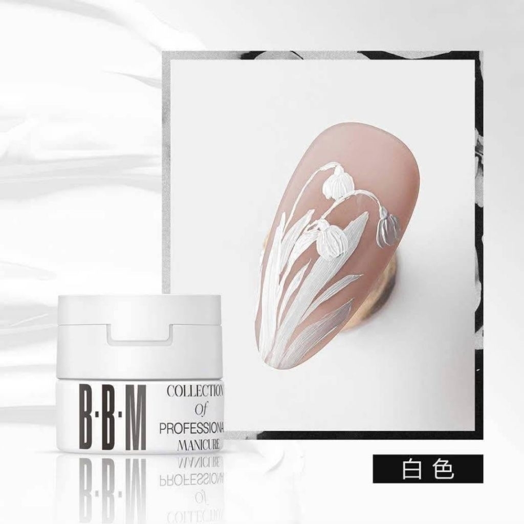 สีเจลกระปุก BBM Liner 2 สี ขาว / ดำ กระปุก 7g. สีเจลวาดเส้น เพ้นท์เล็บ พร้อมส่ง - รูปที่ 2