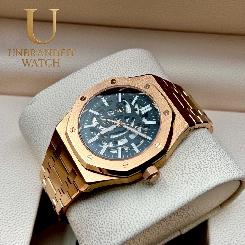 Unbranded watch Rosegold Skeleton  Royal  41mm Seikomod Automatic Movement NH70 japan พร้อมกล่อง