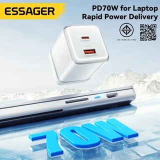 Essager 70W MAX Type-C+USB-A เครื่องชาร์จแบบพกพา ทำงานร่วมกับอุปกรณ์ได้หลากหลาย