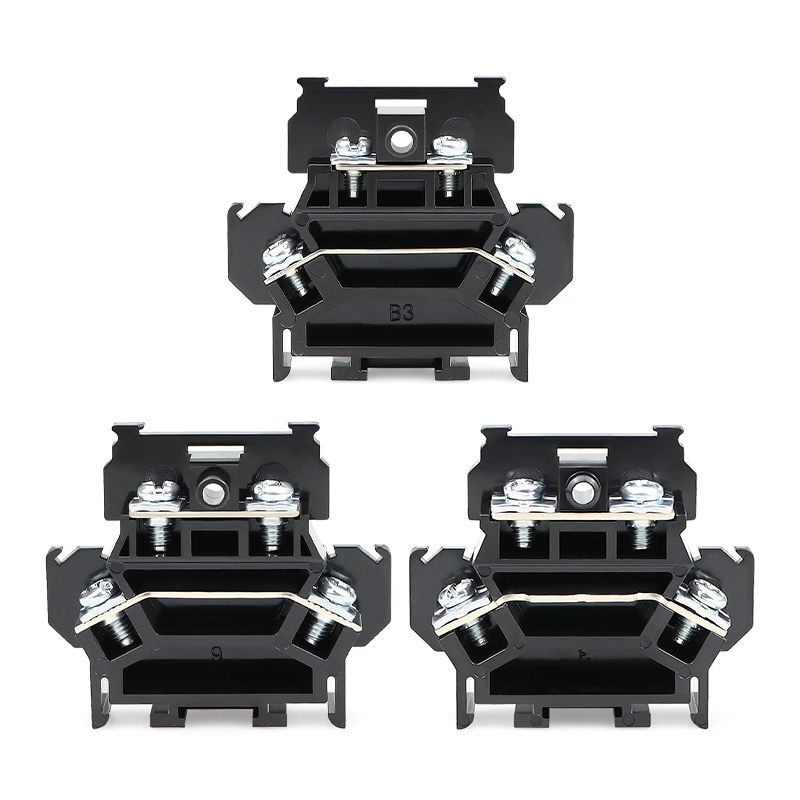 เทอร์มินัลบล็อกแบบรางนำทางการ์ดสองชั้น TBD-10A 20A 30A ชิ้นส่วนทองแดงและเหล็ก