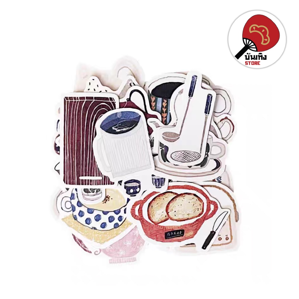 (พร้อมส่ง) Decorative Sticker สติกเกอร์สำหรับตกแต่ง - ชุดปาร์ตี้น้ำชา Tea Party Set