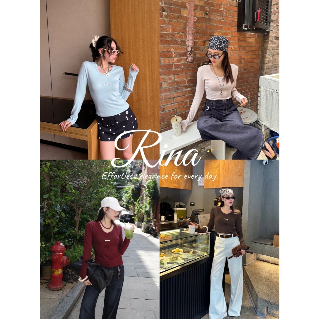 พรี5-7วันTHESUNCO-Rina Top เสื้อแขนยาว คอยู U ใส่เข้าสรีระ ผ้านุ่มยืดสบายตลอดทั้งวัน
