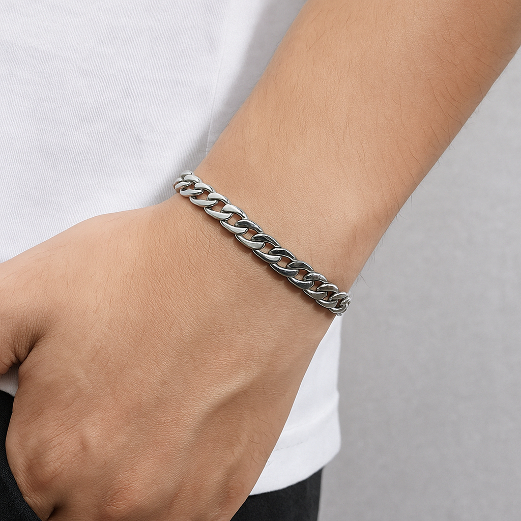 [🇹🇭พร้อมส่งจากไทย] Stainless Steel Chain 5mm  สร้อยข้อมือสแตนเลสแท้ 100%  หนา 5 mm