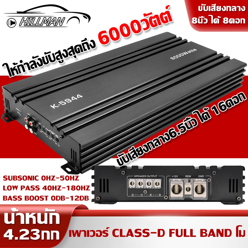 HILMAN พาวเวอร์แอมป์  Power​ Class D​ Full Band โเพาเวอร์แอมป์ขับกลาง 6000W เทอร์ลอย4ลูก