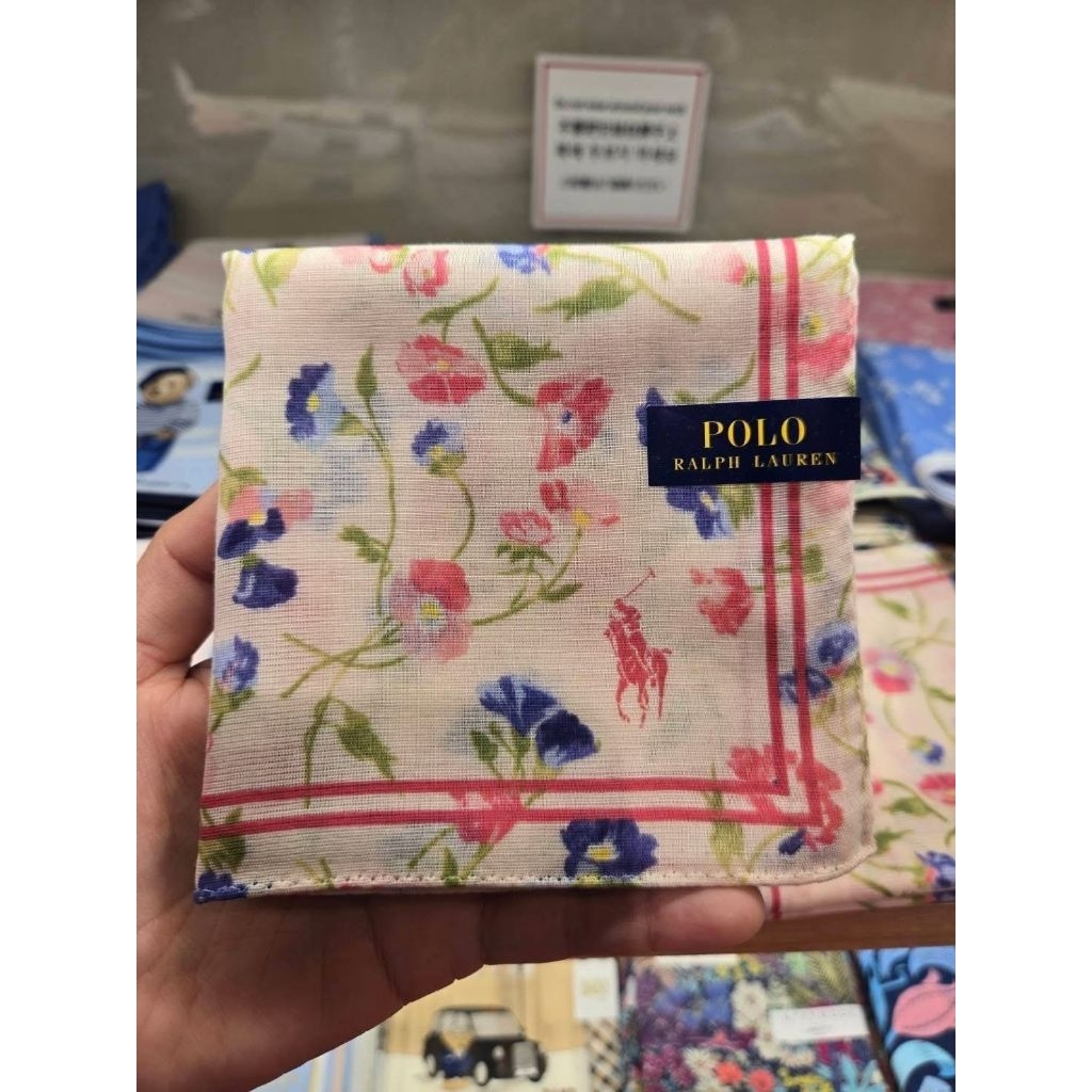 P.o. LO Ralph Lauren ผ้าเช็ดหน้า  / ผูกคอ / ผูกผมsize 48x48 cm ของแท้จากญี่ปุ่น