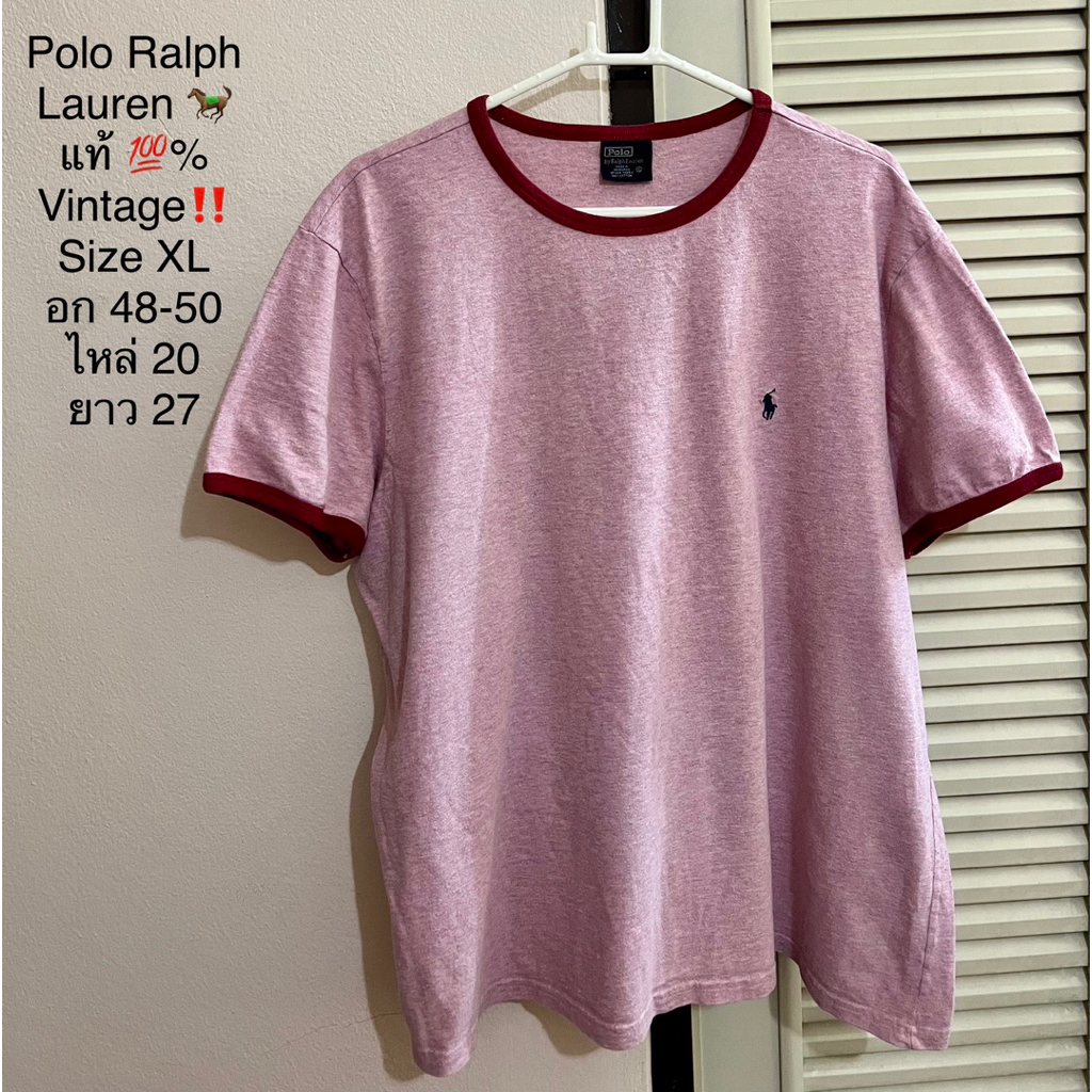 ส่งต่อ‼️เสื้อยืด Polo R alp h L aure n 🐎แท้💯% รุ่นVintageหมดShopแล้ว‼️สวย ตัดขอบแดงที่คอและแขน(มือ2 