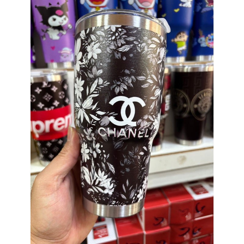 201 แก้วน้ำ เก็บอุณหภูมิ ลายแบรนด์เนมเต็มแก้ว ทำจากสเตนเลส ความจุ 30 ออนซ์ พร้อมส่งในไทย