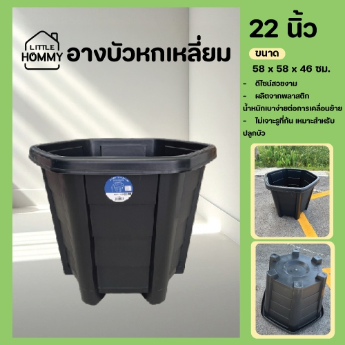 อ่างบัว 22 นิ้ว ไม่เจาะรูที่ก้น กระถางไม้น้ำ ก้นทึบ