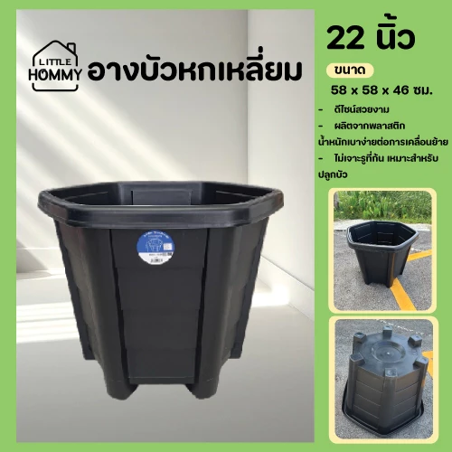 อ่างบัว 22 นิ้ว ไม่เจาะรูที่ก้น กระถางไม้น้ำ ก้นทึบ