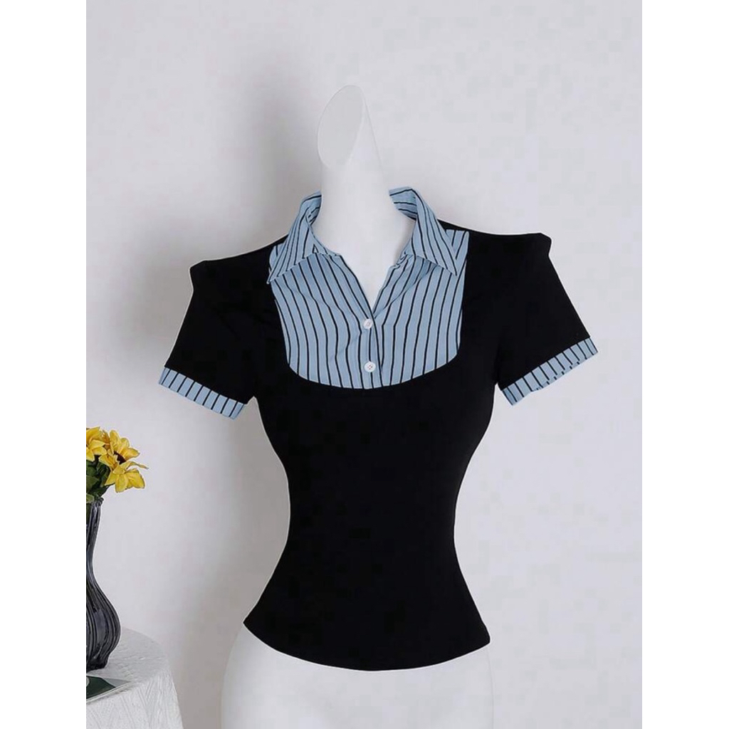 ✨พร้อมส่ง✨ เสื้อเชิ้ตผู้หญิง 2 in1 งานแบรนด์SHEIN