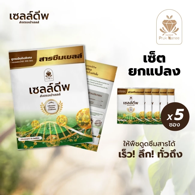 พฤกษ์มณี เซลล์ดีพ เซต5ซอง X 30CC สารซึมเซลล์ ตัวช่วยเพิ่มการดูดซึมของพืช ใช้ร่วมกับปุ๋ย สารกำจัดแมลง