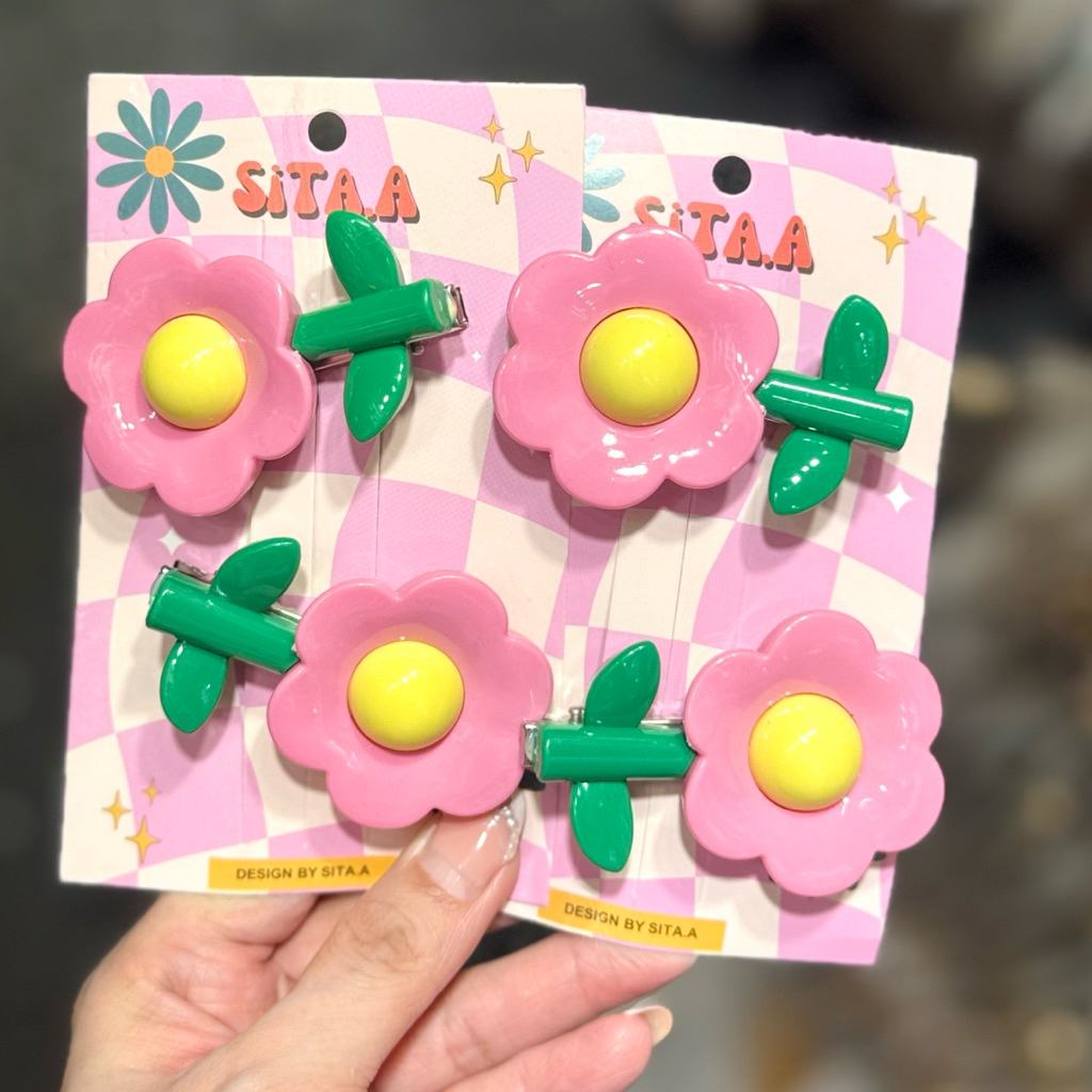 🇹🇭กิ๊ฟดอกไม้🌸กิ๊ฟแม่ชม🌼1 คู่กิ๊บสีสันสดใสกิ๊บปากเป็ด - รูปที่ 6